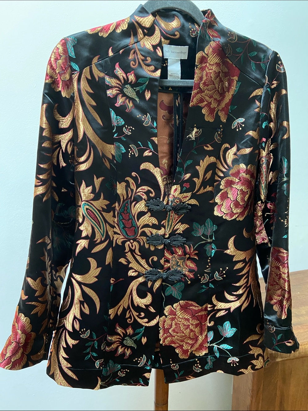 Soft Surroundings Moon Dynasty Black Satin Brocade Jacket Regencycore Baroque - Picture 10 of 10